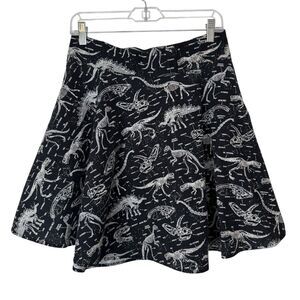 Folter Skater Skirt Womens Size XL Black Dinosaur Print Kitsch Academia Science